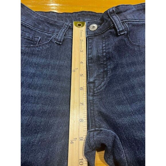 Arizona Jeans Women's Moto Size 5 Blue Dark Wash Whiskered Punk Motorcycle Denim - Picture 7 of 8